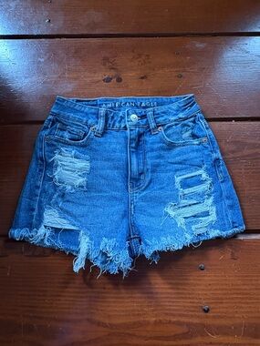 American Eagle Outfitters Blue Ripped Denim Shorts
